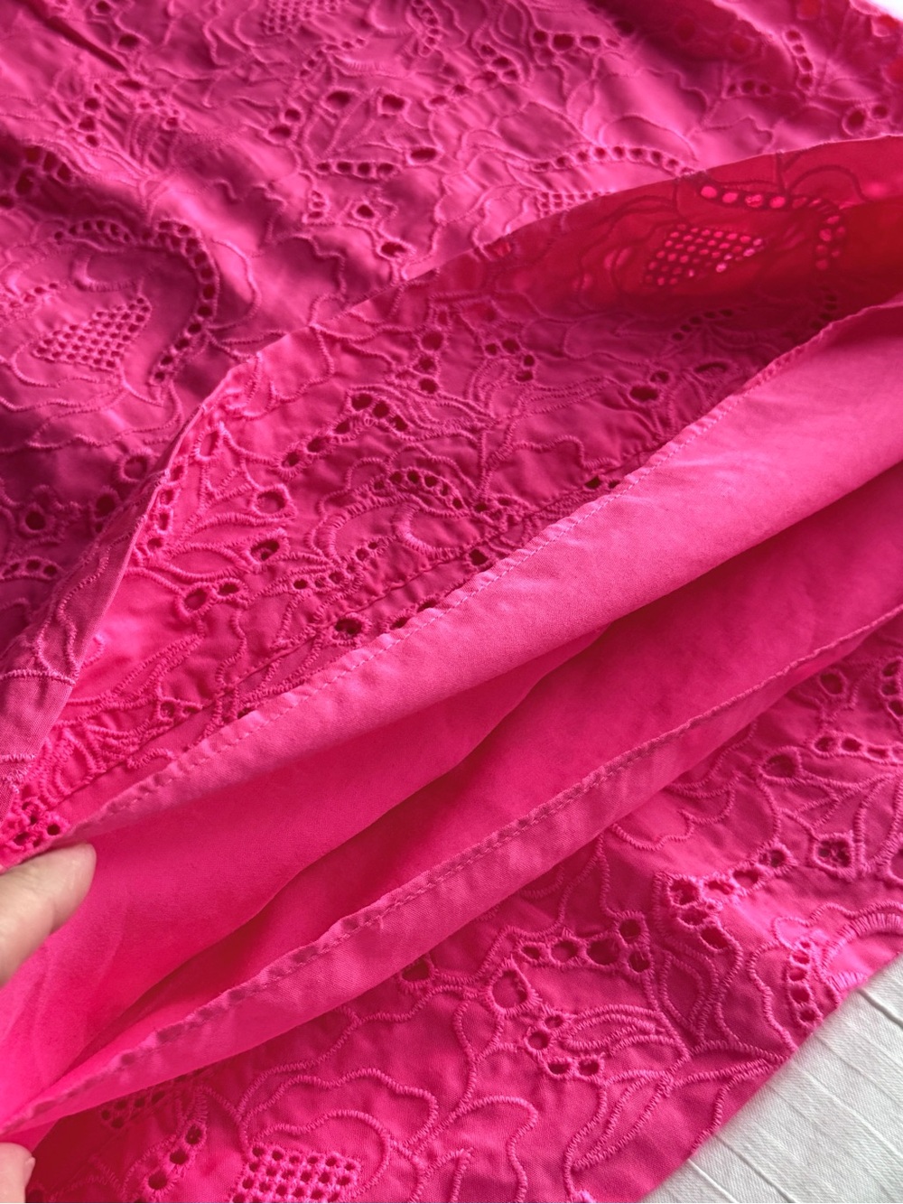 LILLY PULITZER Top, Blouse, XS, Dahliana Eyelet, Bright Pink, Summer - Picture 4 of 8